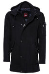 Hooded Cachet Hidden Zippered Navy Coat - Wessi