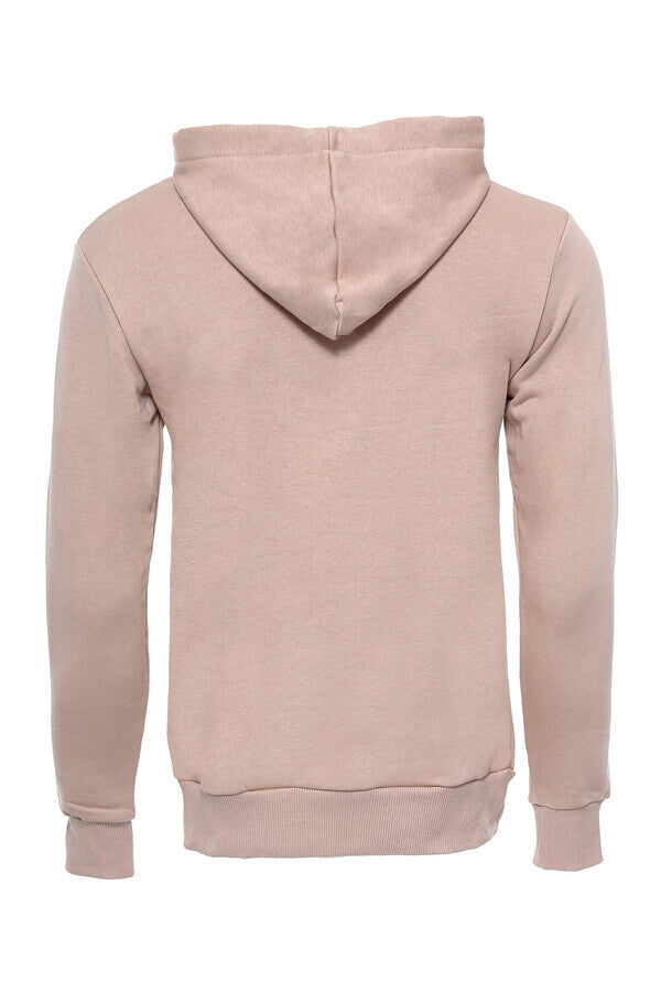 Sudadera con capucha y bolsillo en color beige liso para hombre - Wessi