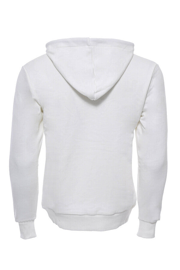 Sudadera con capucha y bolsillo color crema para hombre - Wessi