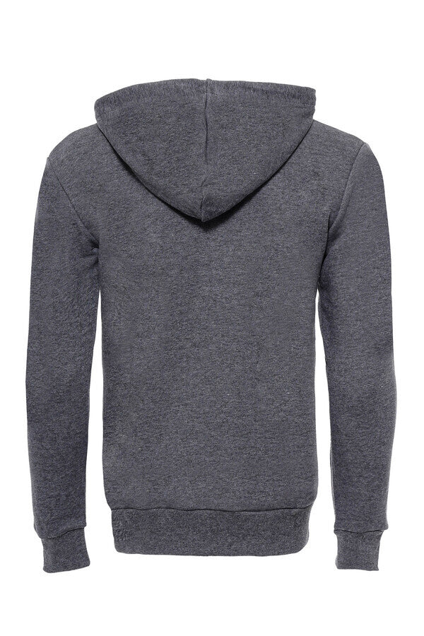 Hooded Pocket Plain Dark Grey Men's Sweatshirt - Wessi