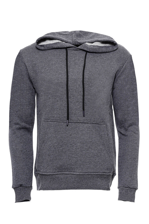 Sudadera con capucha y bolsillo para hombre, color gris oscuro liso - Wessi