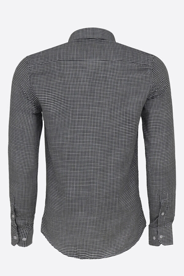 Houndstooth Pattern Black Men Shirt - Wessi