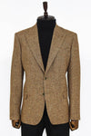 Houndstooth Pattern Wool Light Brown Men Blazer - Wessi