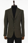 Houndstooth Wool Dark Green Men Blazer - Wessi