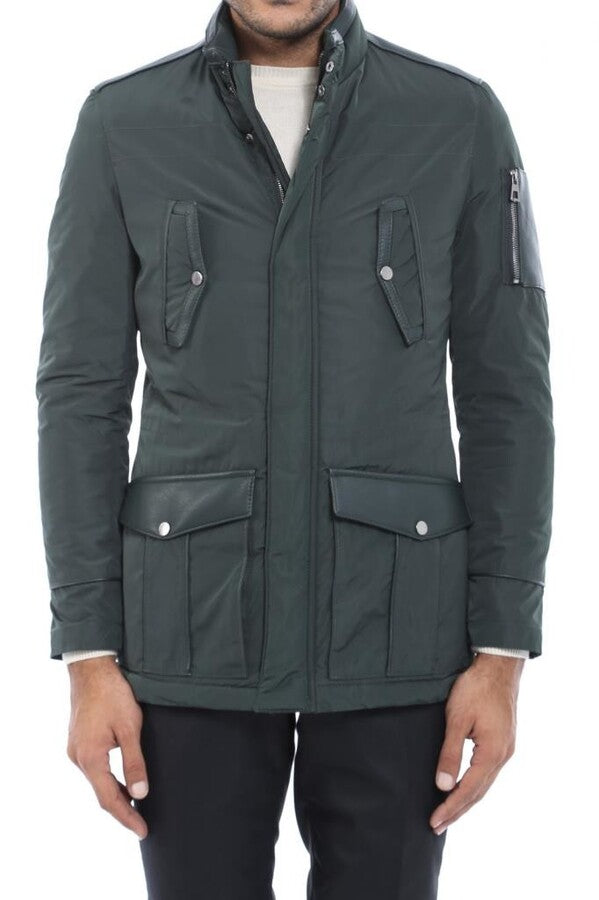 Leather Modeled Green Slim Fit Quilted Jacket - Wessi