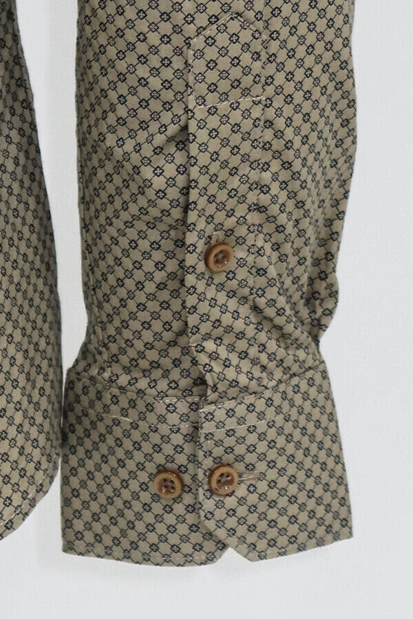 Camisa de hombre en color marrón claro con estampado de cuadros pequeños y corte ajustado - Wessi