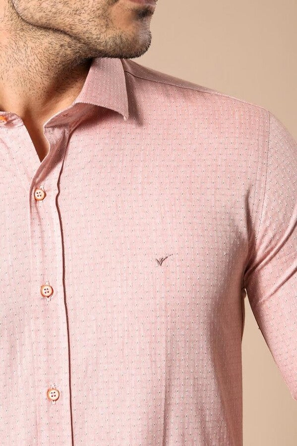 Pink Patterned Slim-Fit Men Shirt | Wessi