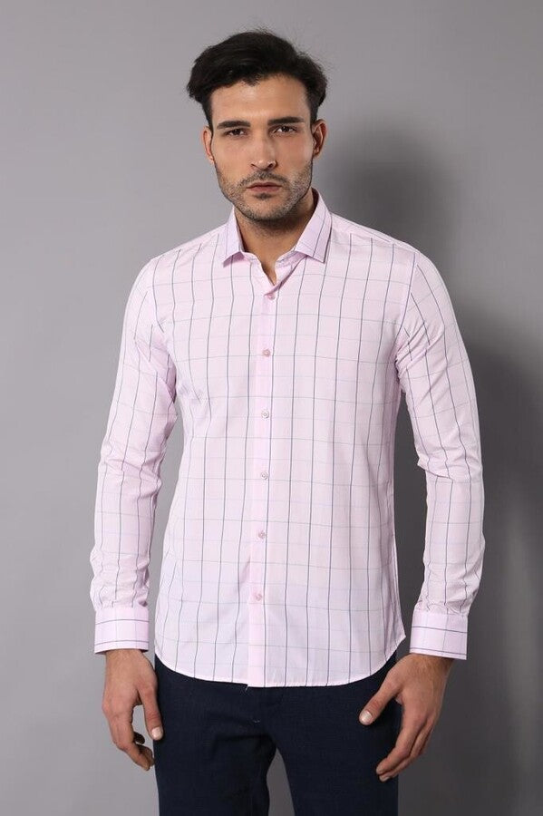 Light Pink Plaid Shirt for Men | Wessi