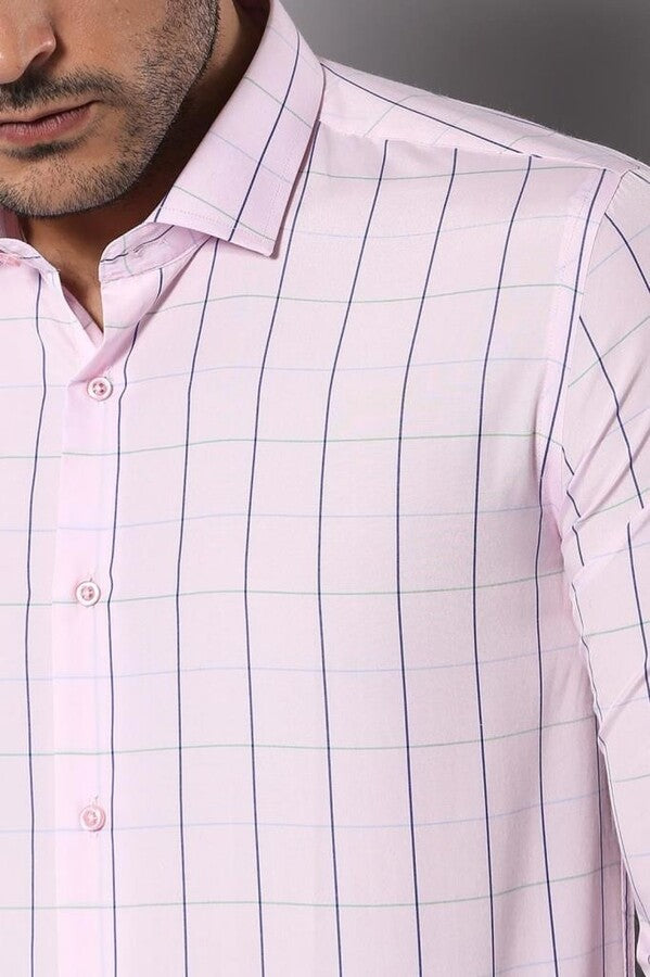 Light Pink Plaid Shirt for Men | Wessi