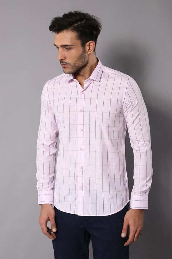 Camisa a cuadros rosa claro para hombre | Wessi