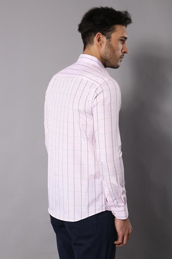 Camisa a cuadros rosa claro para hombre | Wessi