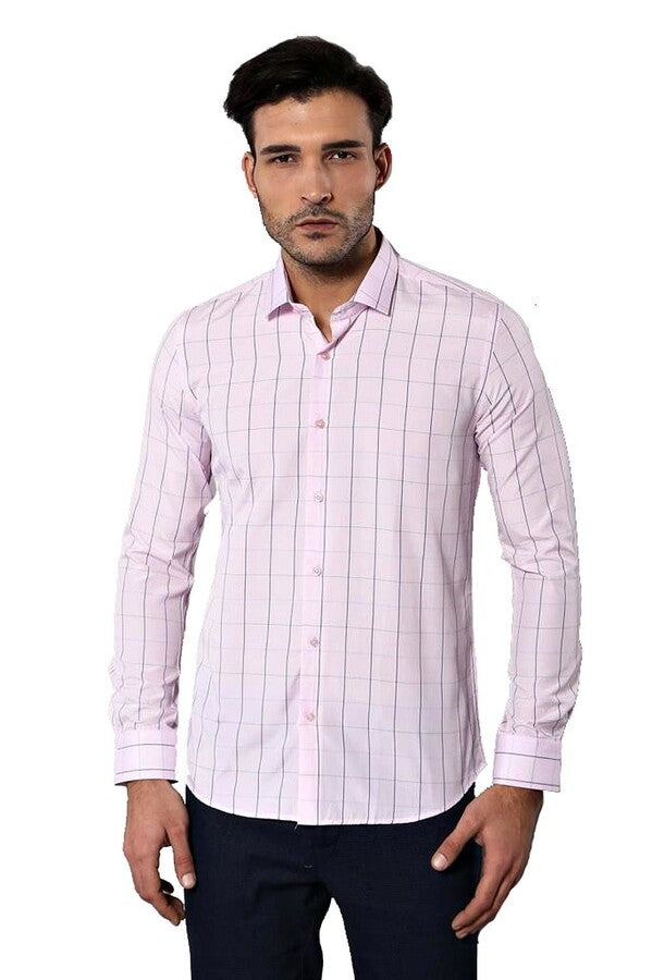 Camisa a cuadros rosa claro para hombre | Wessi