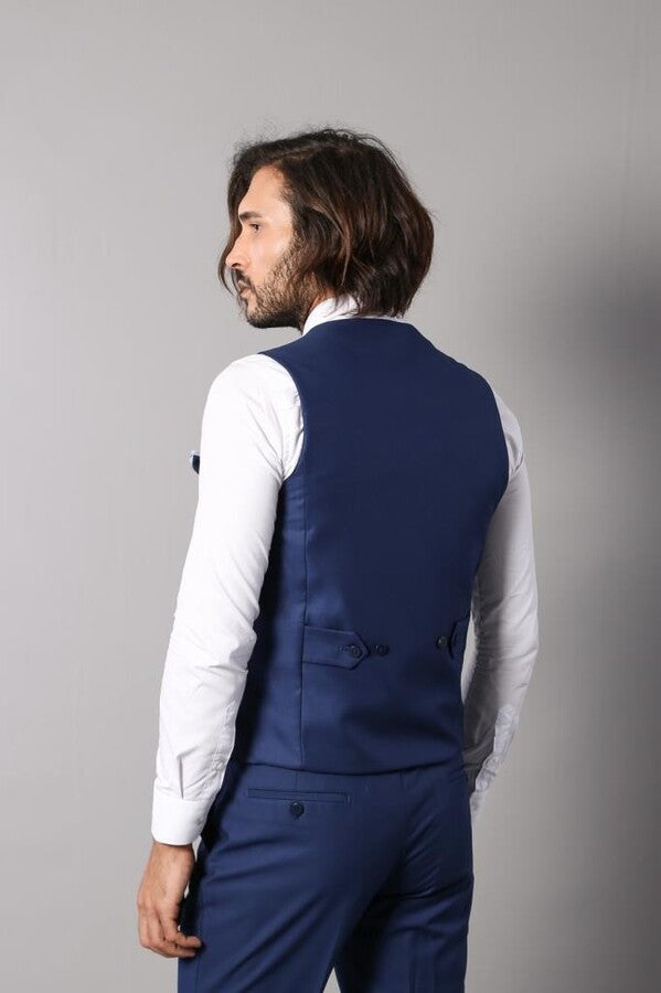 Chaleco con cuello índigo y pantalones para hombre - Wessi