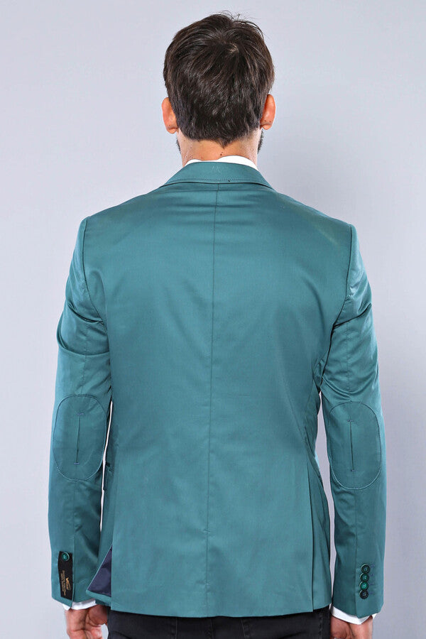 Modeled Cotton Green Blazer - Wessi
