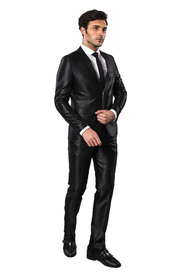 Modeled Shiny Black Suit | Wessi