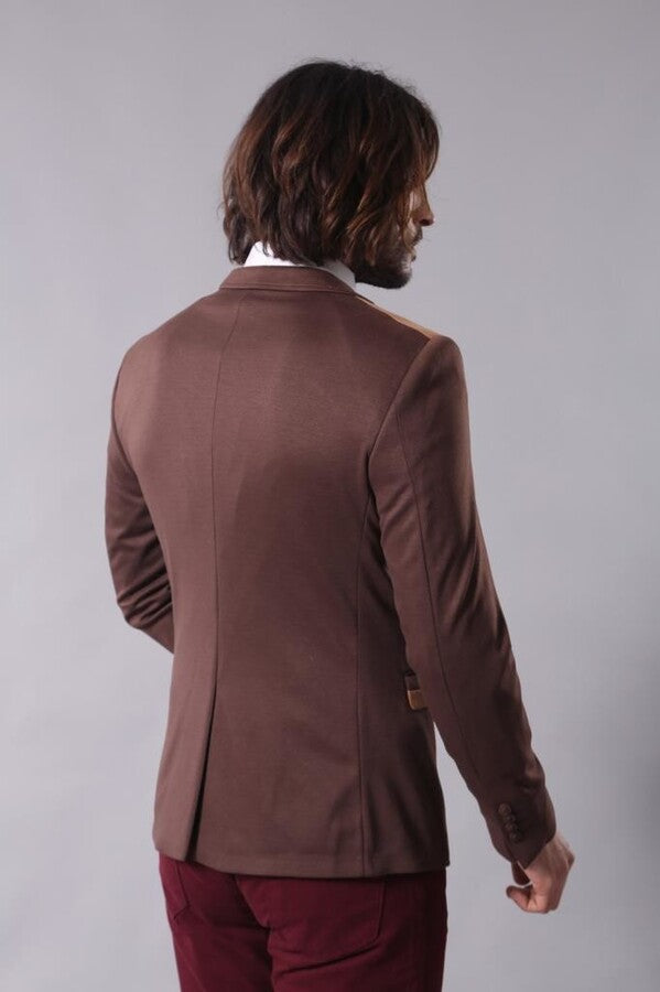 Modeled Slim Fit Brown Blazer - Wessi