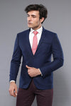 Modeled Slim Fit Navy Blue Jacket | Wessi - Wessi