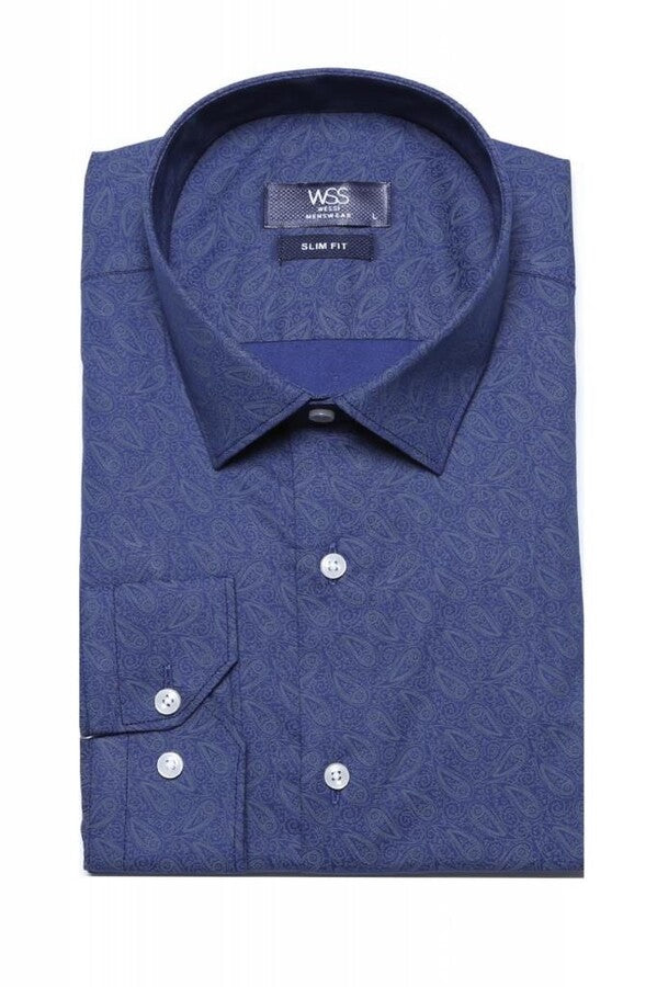 Camisa entallada con estampado floral azul marino - Wessi