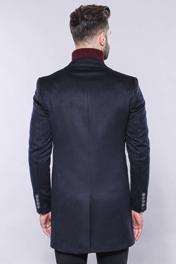 Navy Blue Long Coat - Wessi