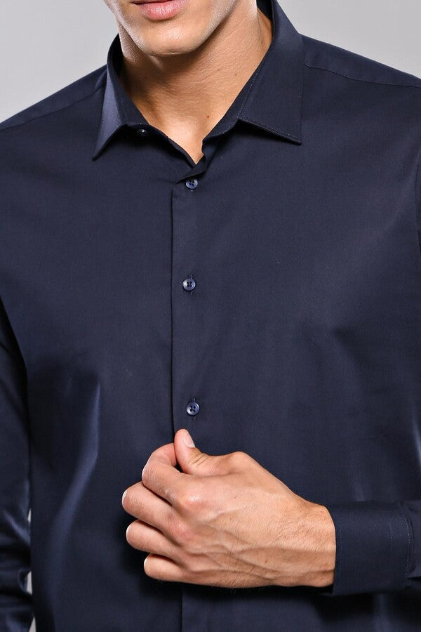 Camisa azul marino para hombre | Wessi