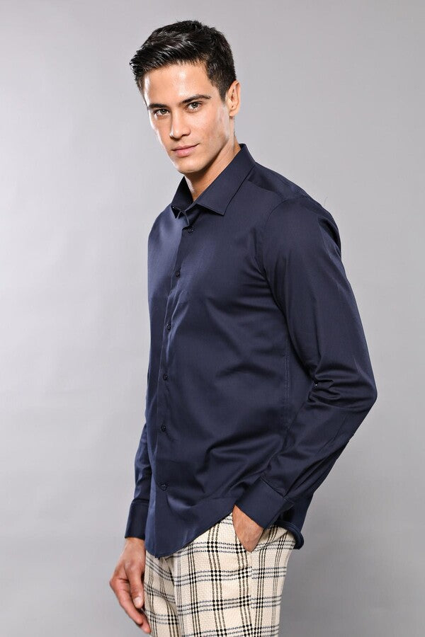 Camisa azul marino para hombre | Wessi