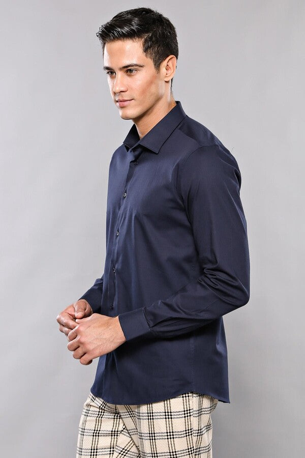 Camisa azul marino para hombre | Wessi