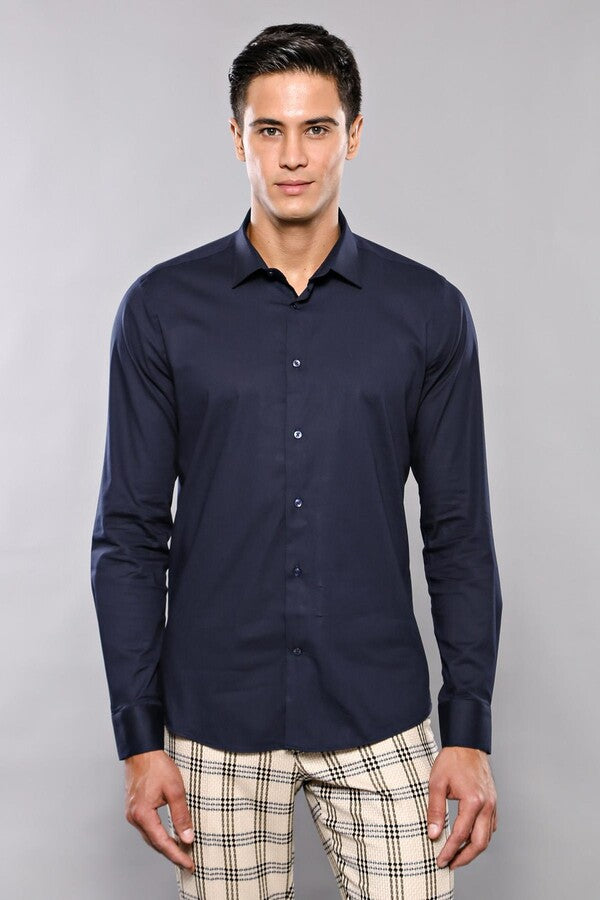 Camisa azul marino para hombre | Wessi