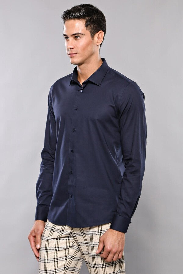 Camisa azul marino para hombre | Wessi