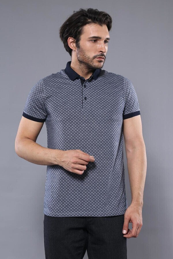 Camiseta estampada de hombre con polo azul marino | Wessi