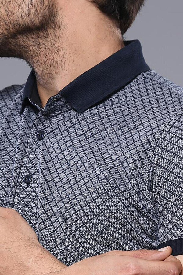 Camiseta estampada de hombre con polo azul marino | Wessi