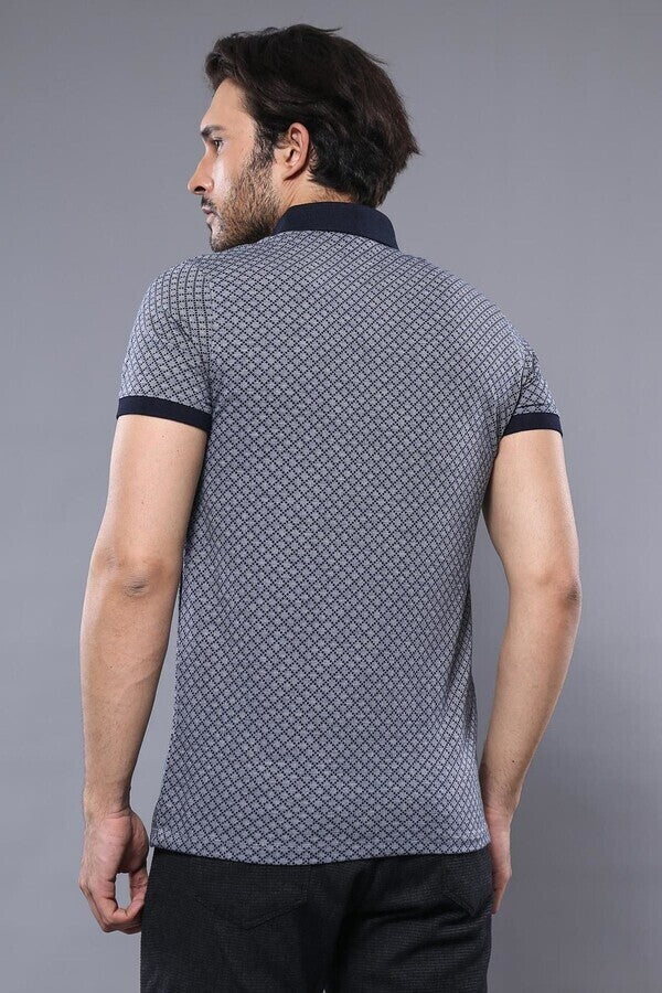 Camiseta estampada de hombre con polo azul marino | Wessi