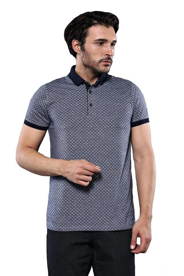 Camiseta estampada de hombre con polo azul marino | Wessi