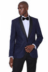 Blazer de fiesta para hombre azul marino brillante con solapa chal - Wessi