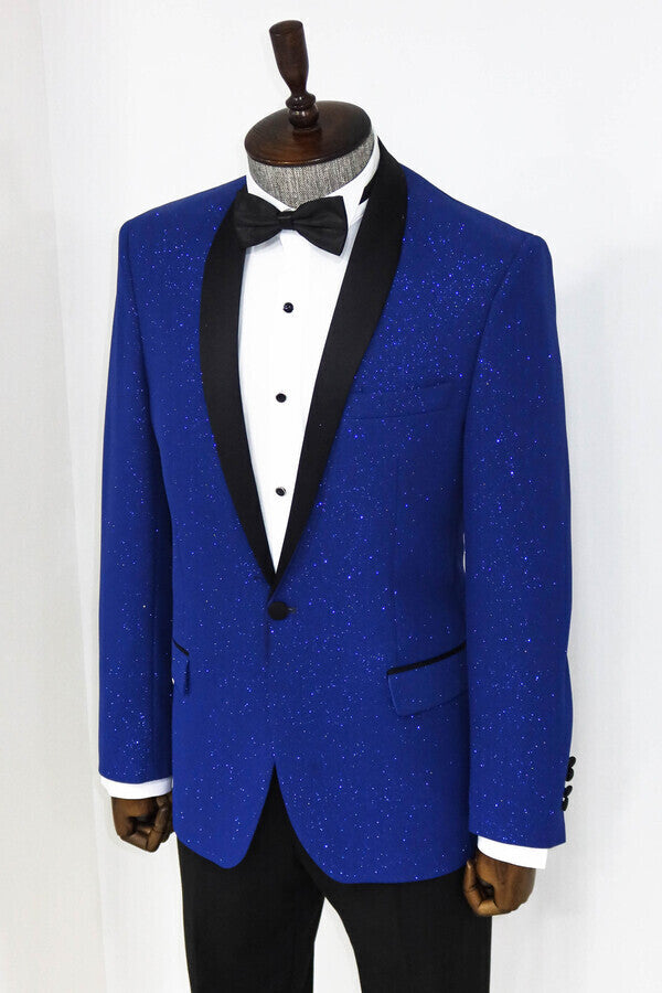 Blazer de fiesta para hombre azul marino con solapa chal - Wessi