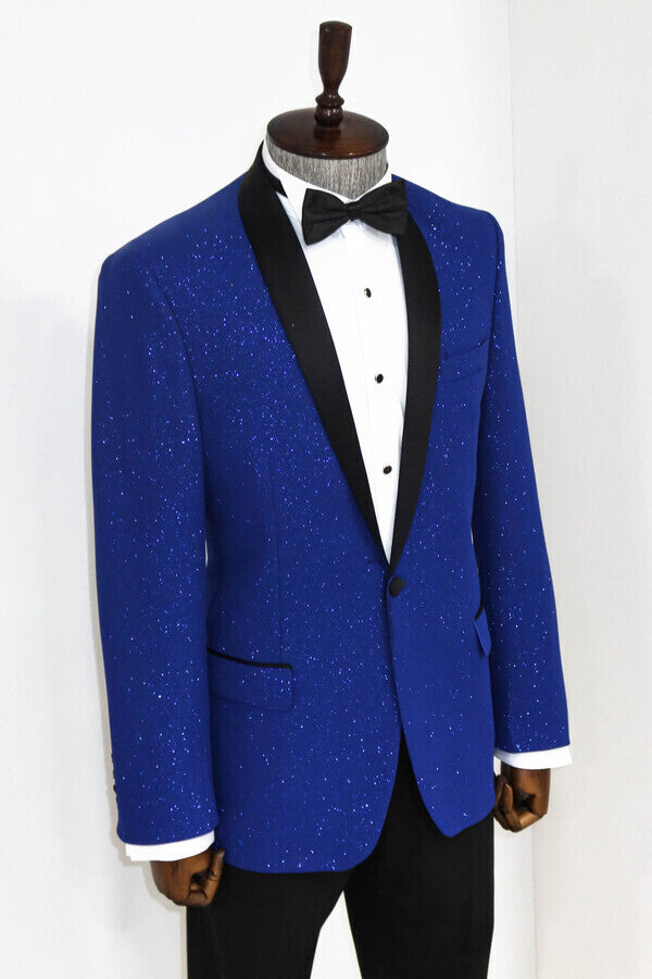 Shawl Lapel Navy Blue Men Prom Blazer - Wessi