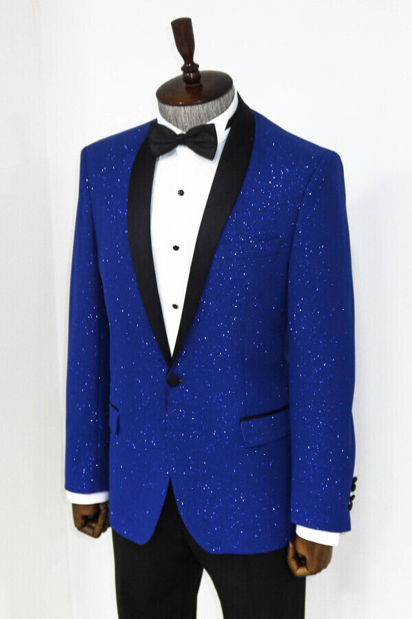 Shawl Lapel Navy Blue Men Prom Blazer - Wessi