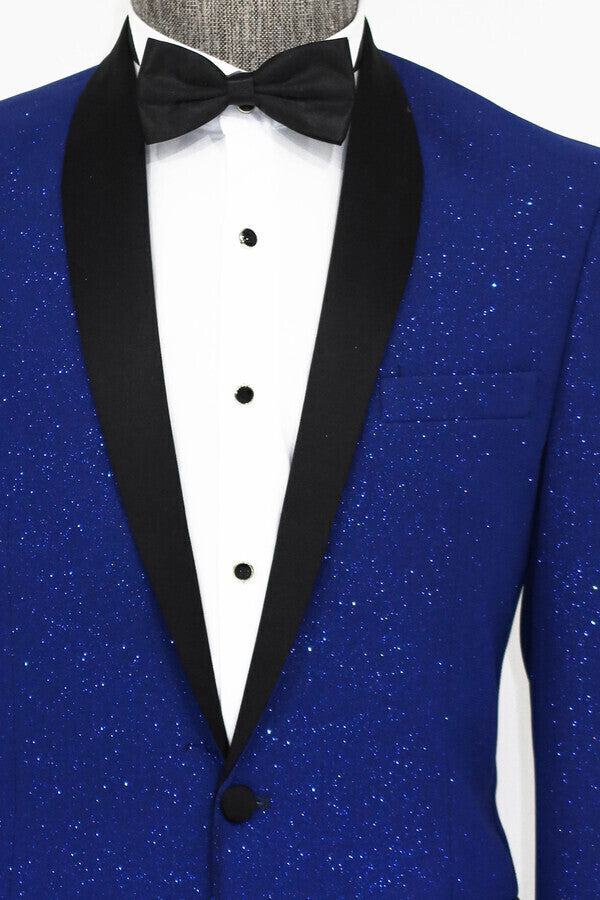 Blazer de fiesta para hombre azul marino con solapa chal - Wessi