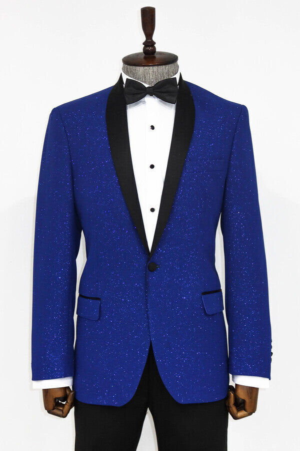 Blazer de fiesta para hombre azul marino con solapa chal - Wessi