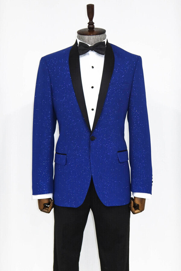 Blazer de fiesta para hombre azul marino con solapa chal - Wessi