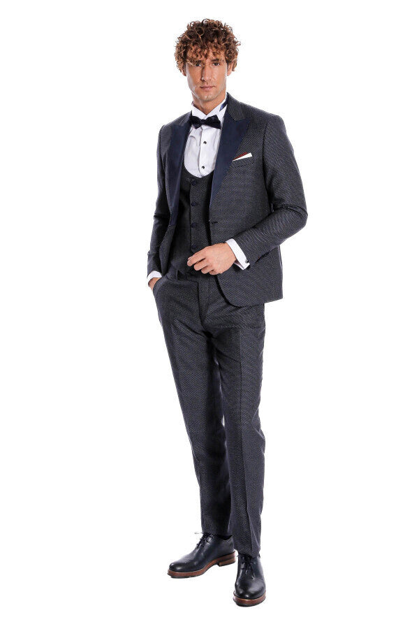 Navy Blue Tuxedo Suit - Wessi