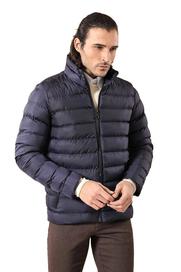 Chaqueta de plumas corta azul marino para hombre | Wessi