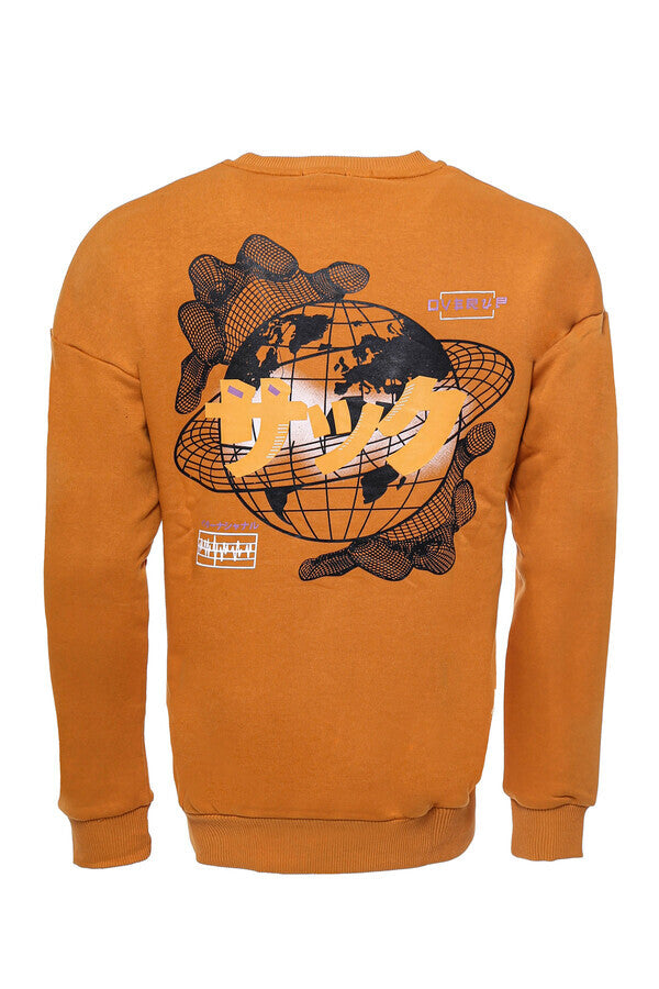 Sudadera con cuello redondo y estampado naranja - Wessi