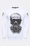 Skull Printed White Sweatshirt - Wessi