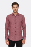 قميص رجالي عنابي منقوش بقصة ضيقة - ويسي