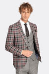 Checked Slim Fit Grey Men Suit - Wessi
