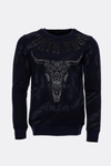 Slim Fit Patterned Navy Blue Sweatshirt - Wessi