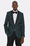 Green Shawl Lapel Sparkly Tuxedo Jacket - Wessi