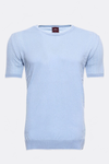 Circle Neck Patterned Blue Knitted T-Shirt - Wessi