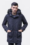 Fur Hooded Black Men Coat - Wessi