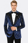 Blazer de fiesta para hombre azul marino con estampado dorado - Wessi